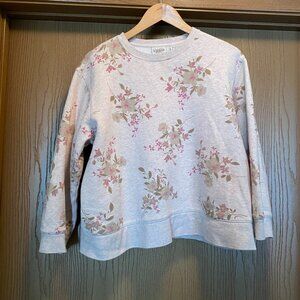 Women's Vintage Cotton Floral Crewneck Sweatshirt Beige PXL Grandmacore